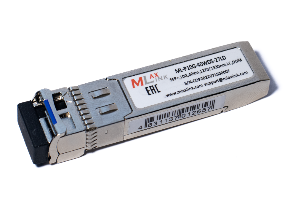 Модуль MlaxLink оптический одноволоконный SFP+ WDM, 10Гбит/с, 40км, 1270/1330нм, LC, DDM