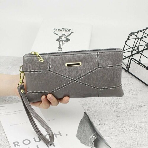 Кошелек YUMA, фактура зернистая, серый меланж