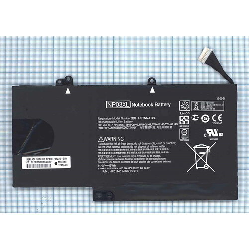 Аккумулятор NP03XL для ноутбука HP Envy x360 11.4V 43Wh (3800mAh) черный computer cooling fans for hp pavilion x360 15 cr 15 cr0037wm cr0053wm cr0095nr cr0087cl cr0091ms l20819 001 tpn w132 cpu cooler