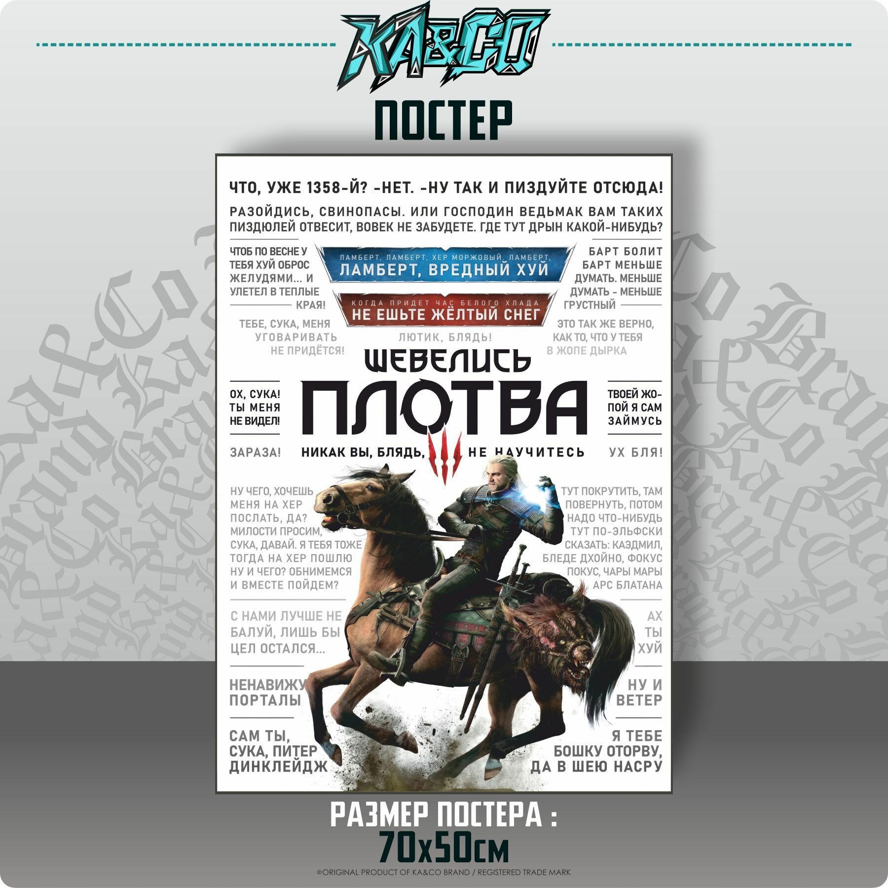 Плакат на стену постер интерьерный Ведьмак Шевелись Плотва