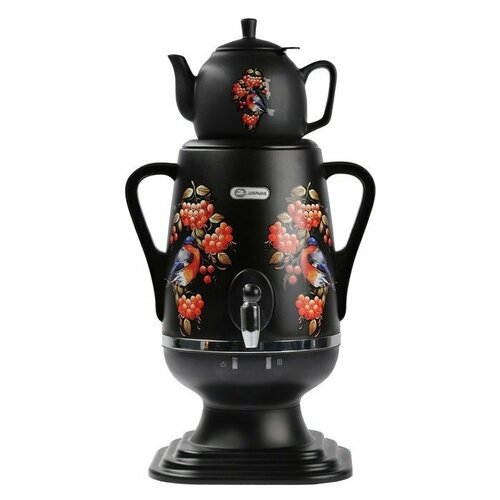 Самовар электрический Добрыня DO-432 пластик 4 л 1850 Вт чёрный с рисунком Снегирь 807200₽