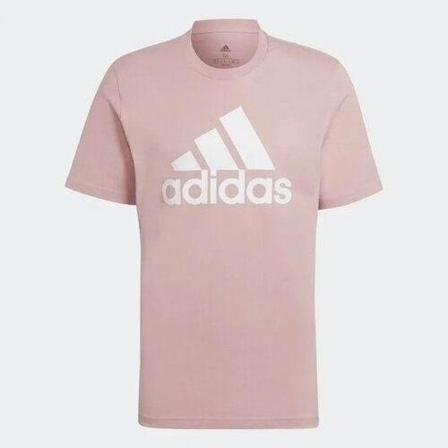 футболка adidas printed big logo essentials tee short sleeve white белый Футболка спортивная adidas, размер L INT, розовый