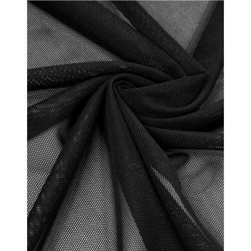 Ткань сетка-стрейч черная, отрез 1м, ширина 145 см. ткань плательная сатин стрейч ширина 145 см цвет васильковый