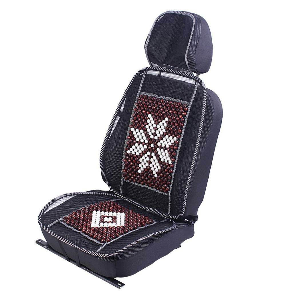 фото Накидка на сиденье массажная деревянная с подголовником темная с узором NOVA BRIGHT