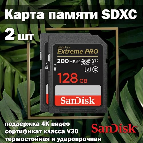 карта памяти sandisk extreme pro v30 sdxc 1tb 2 шт Карта памяти SanDisk Extreme PRO V30 SDXC 128GB 2 шт.
