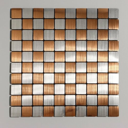 Панель самоклеящаяся 3030см мягкая клетка медно-серебристая 513₽