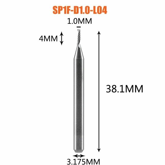 Dreanique однозаходная чистовая фреза стружка вверх (3.175x22x50x3.175) SP1F-D3.1-L22 39715