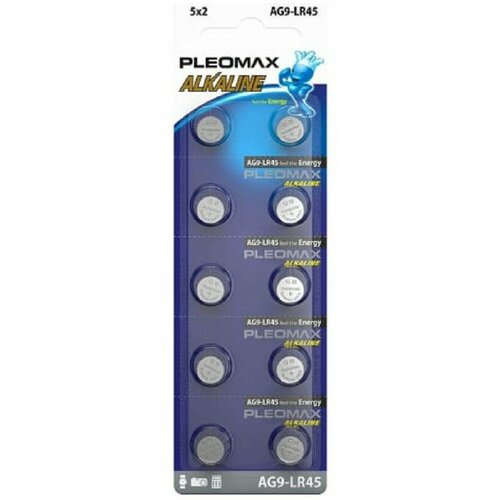 Батарейка Pleomax (LR45, 10 шт.) батарейка алкалиновая трофи alkaline cell g9 394 lr936 lr45 10bl 1 5в блистер 10 шт