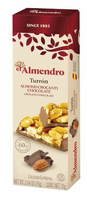 El Almendro хрустящий миндальный туррон с шоколадом 75г (Испания)