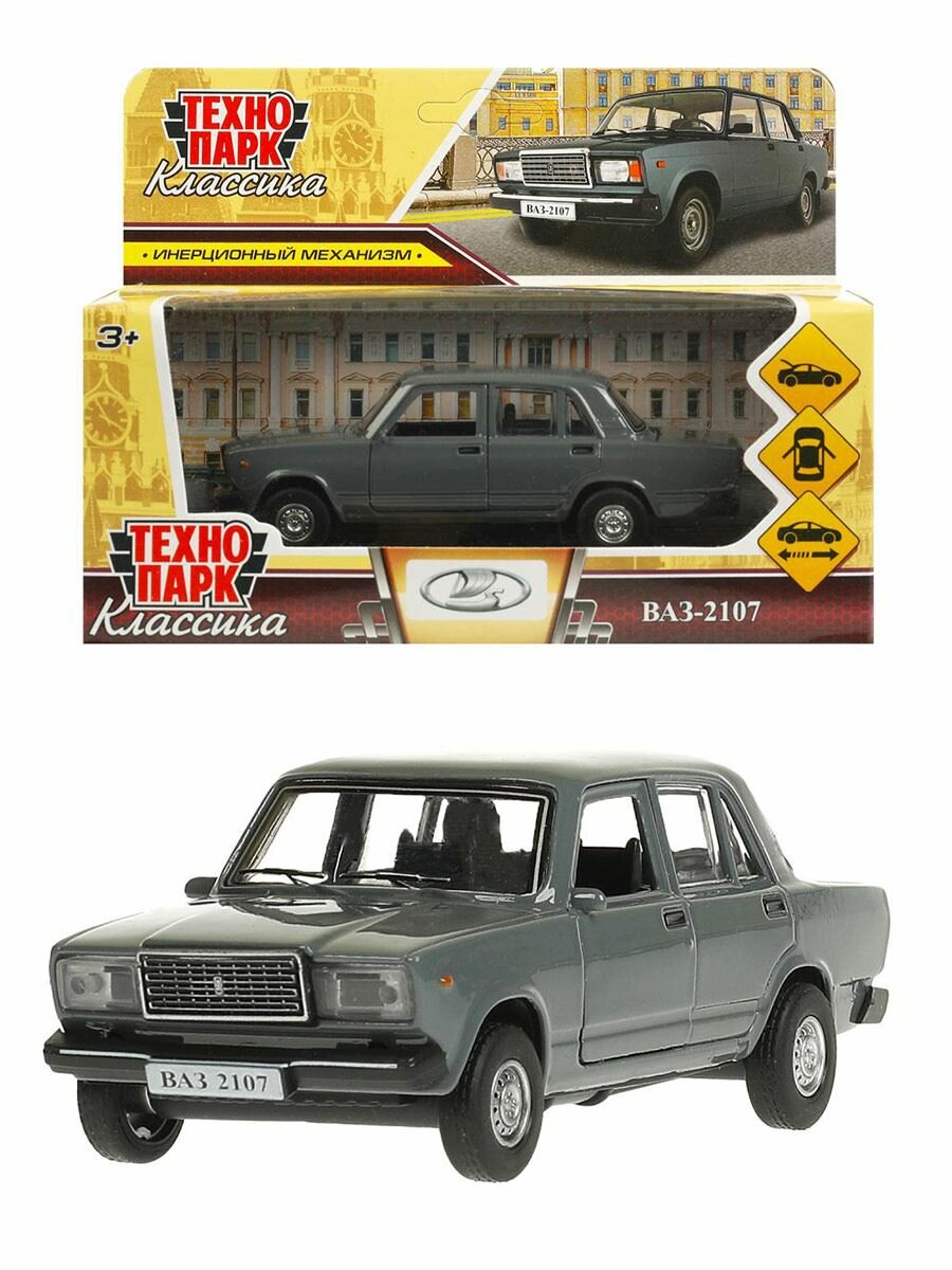 Машина ВАЗ-2107 12 см мокрый асфальт металл инерция Технопарк, 2107-12-GY