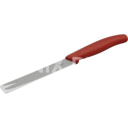 Нож кухонный Victorinox Swiss Classic (6.7861) стальной для сыра лезв.110мм серрейт. заточка красный - фото №14