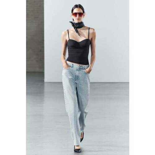 фото Джинсы широкие zara, размер 38, голубой