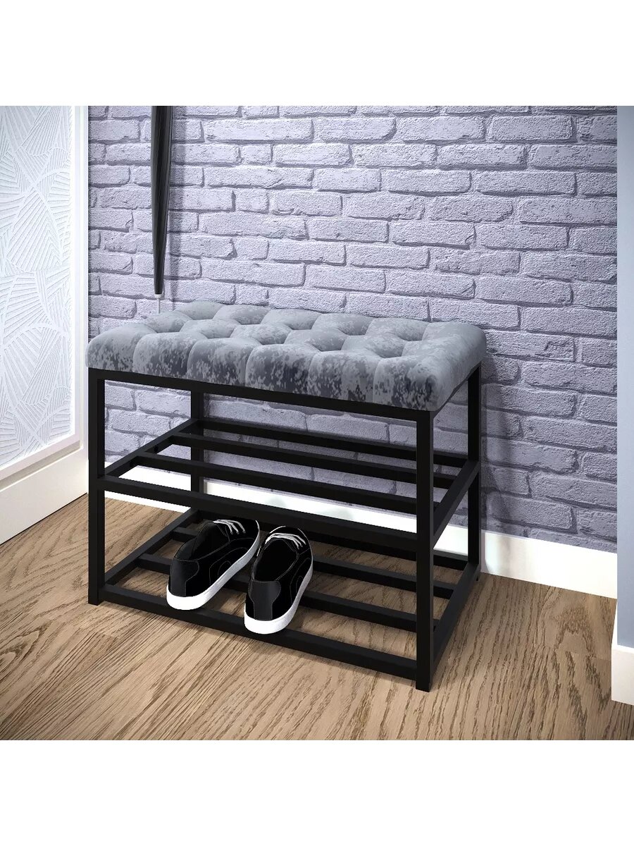 фото Обувница металлическая с мягким сиденьем лофт loft