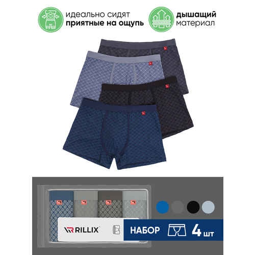 фото Трусы rillix, комплект из 4 шт., размер xxxxl, черный, серый, голубой, синий