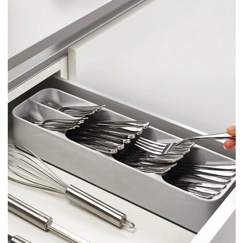Органайзер для столовых приборов, серый, 40x11.5x6 см. / Лоток для столовых приборов