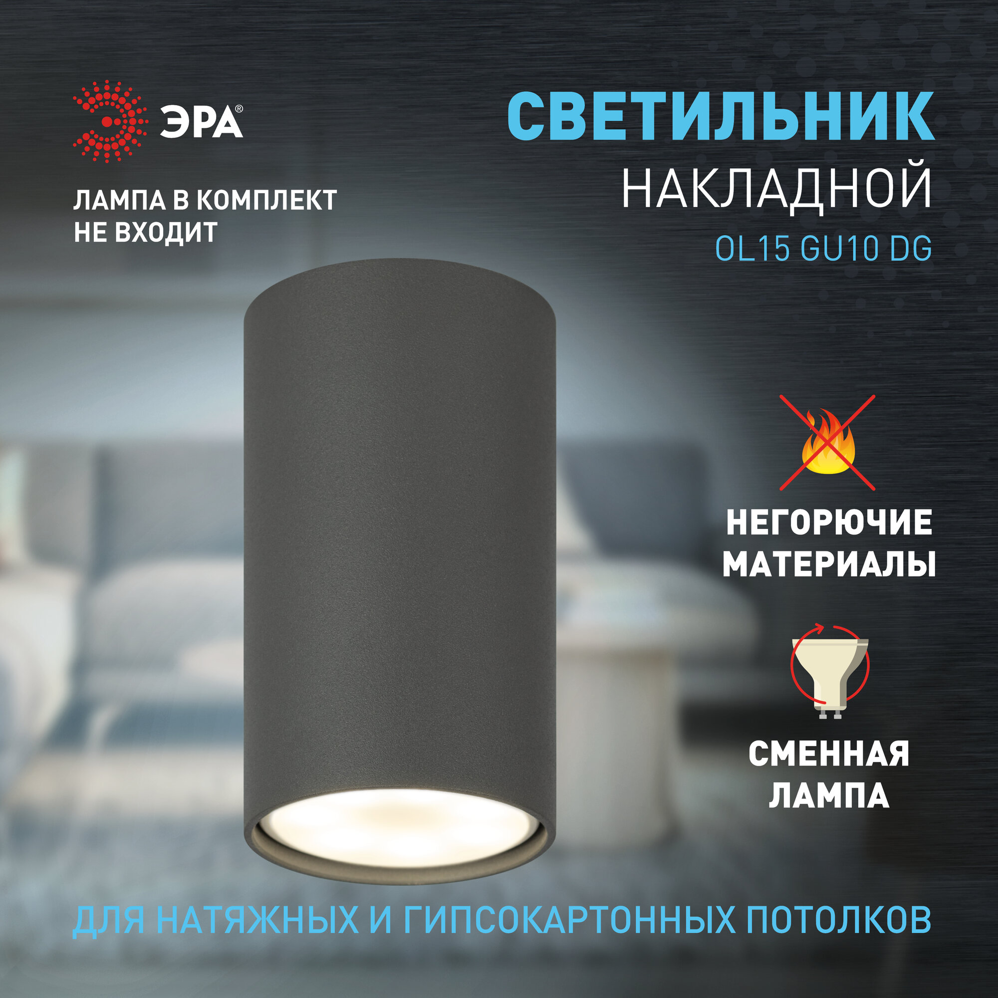 Настенный накладной светильник ЭРА OL15 GU10 DG 50 Вт