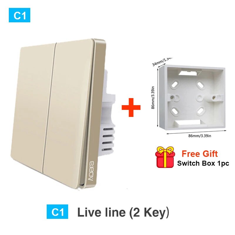 Aqara D1 C1 умный выключатель ZigBee, NO neutral 2Key