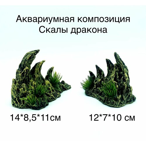 Композиция для аквариума - террариума из двух гротов Скалы дракона