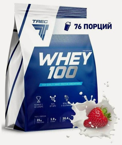 Изображение товара Протеин Trec Nutrition Whey 100 Сывороточный протеин 2,275 кг (STRAWBERRY)