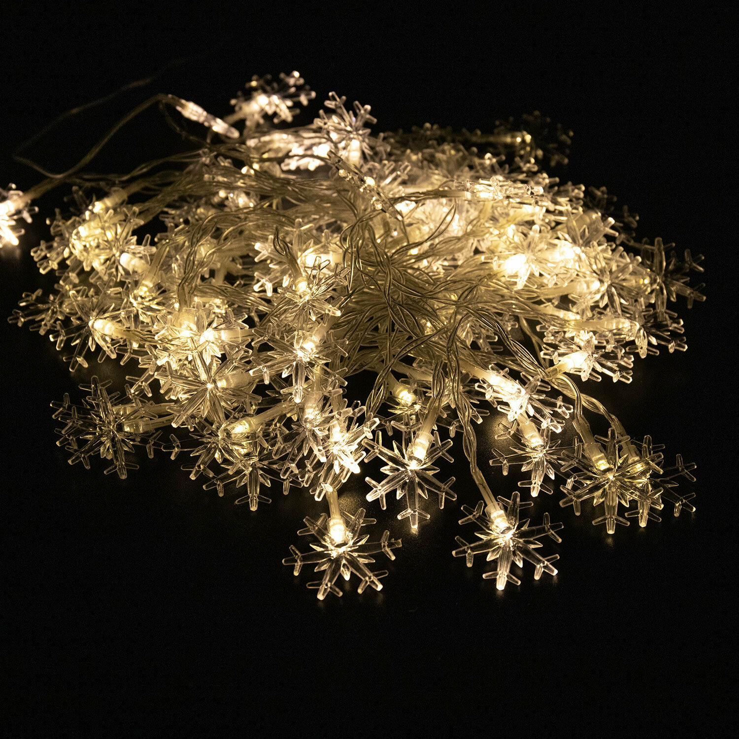 Электрогирлянда-нить комнатная "Снежинки" 10 м, 80 LED, теплый белый, USB, золотая сказка, 592204