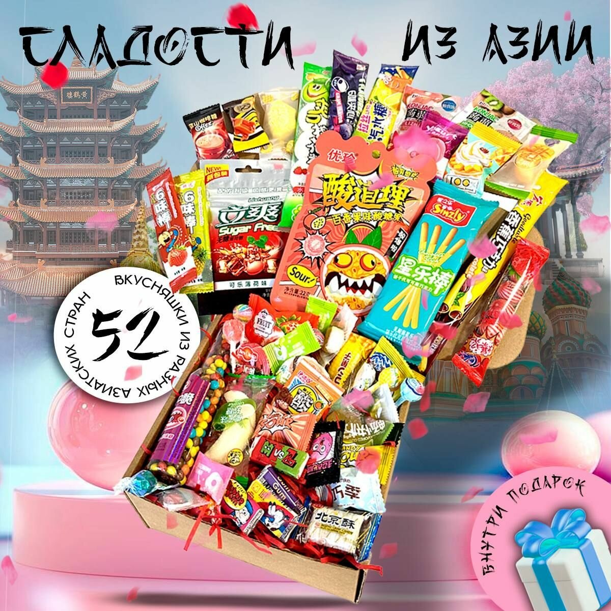 Набор азиатские сладости: кислые конфеты, мармелад