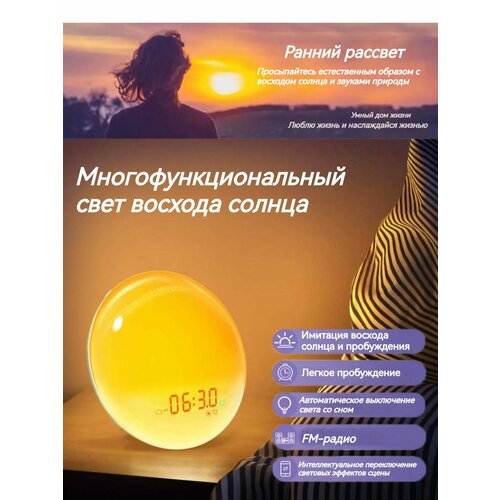 Часы электронные настольные световой электронный будильник с имитацией рассвета заката и звуками природы 1900₽