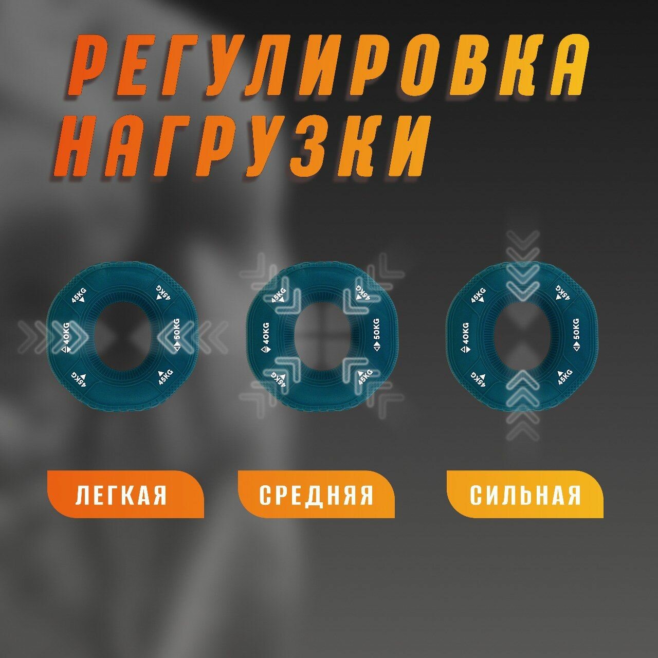Изображение Эспандер кистевой для рук 3в1 круглый резиновый кольцо, зеленый.