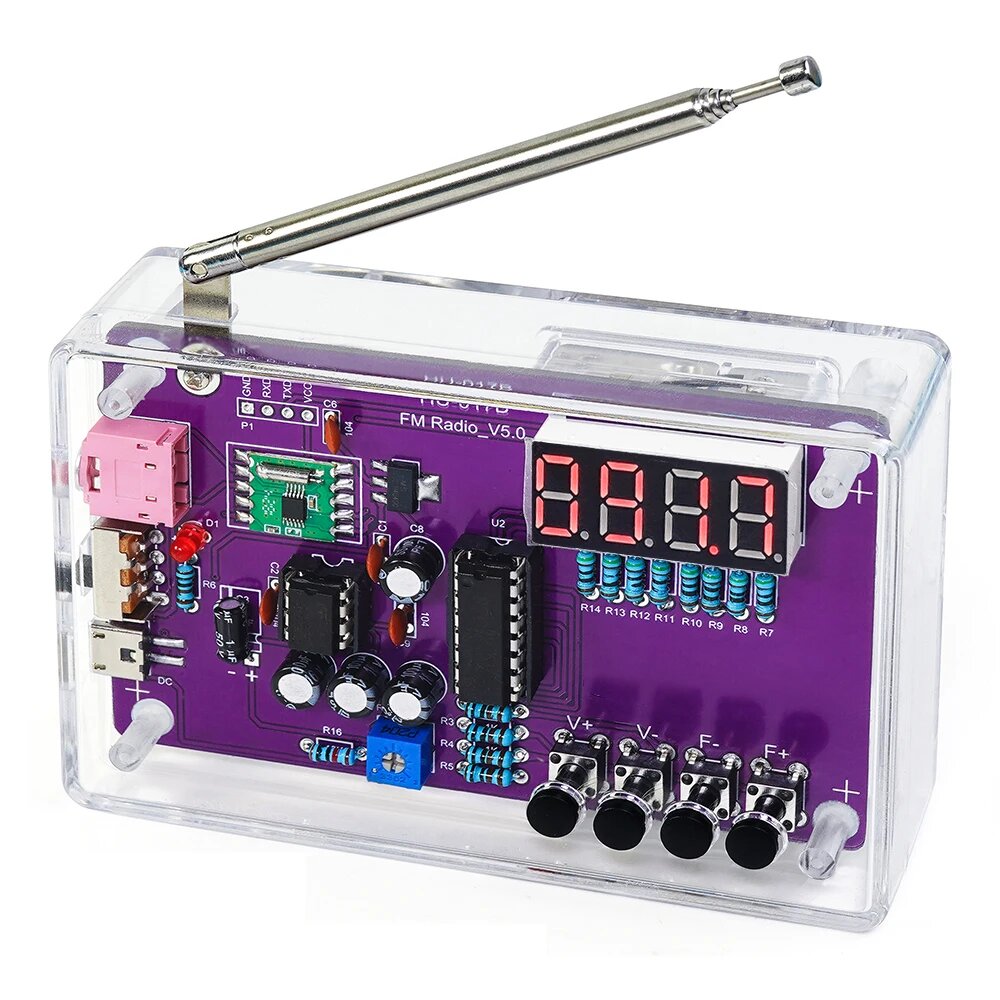 Модернизированное FM-радио RDA5807 Diy Kit Электронный регулируемый дисплей 87-108 МГц Новая практика пайки DIY Комплект электронных компонентов