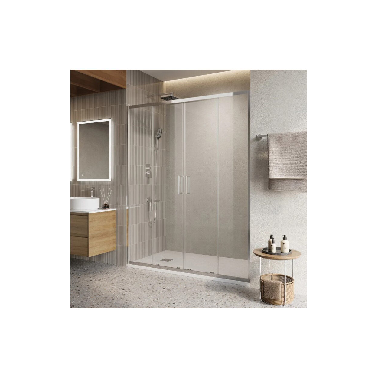 Душевая дверь BelBagno (Бельбагно) LUCE-BF-2-140-C-Cr хром стекло прозрачное 6 мм (1950х1400)