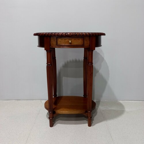 фото Стол приставной, овальный, с ящиком domkorleone из красного дерева (mahogany wood), цвет орех naa (светло-коричневый) дом корлеоне