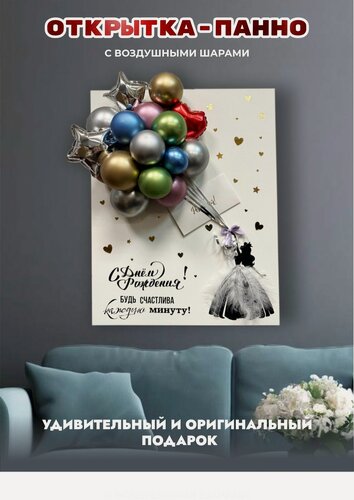 Изображение товара Панно 57х45 см, открытка на день рождения
