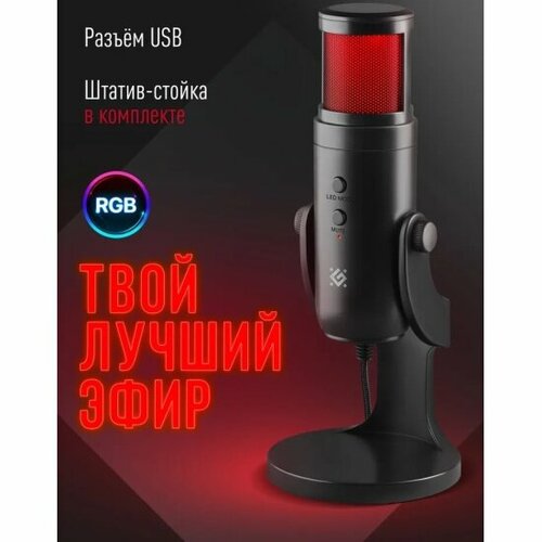 Микрофон Defender Galactar GMC 250 USB LED провод 15 м 64625 1180₽
