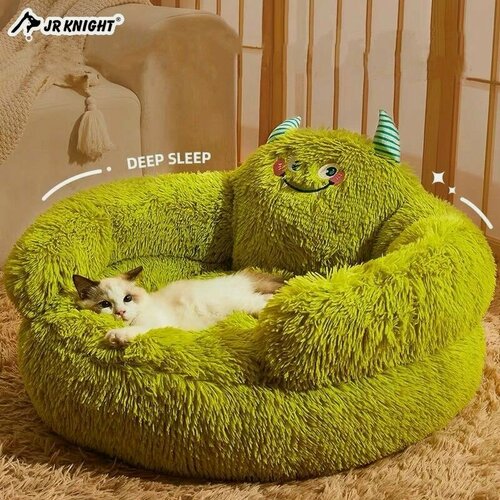 Изображение товара Плюшевая лежанка и домик для собак и кошек, милый зеленый монстрик