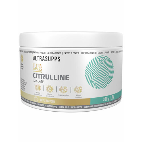 Л-Цитруллин малат UltraSupps Ultra Gold Citrulline Malate - 200 г, яблоко