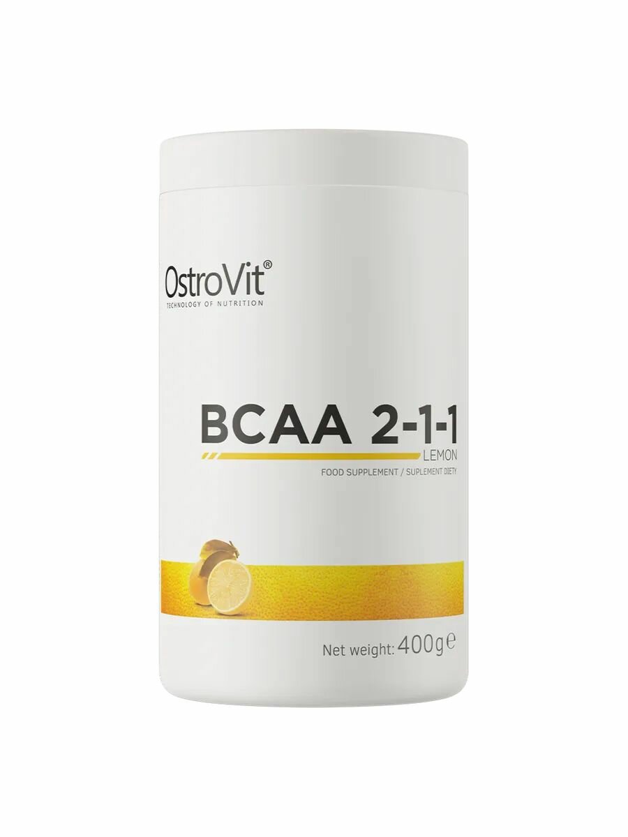 Ostrovit, BCAA 2:1:1, Спортивное питание, Аминокислоты для набора мышечной массы и похудения, порошок 400г со вкусом лимона