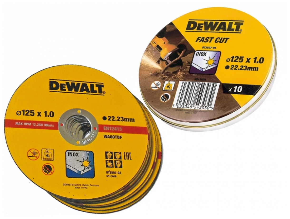 Диск отрезной Dewalt DT3507-QZ, для металла, 125х1.0мм, 10 штук — фото 1
