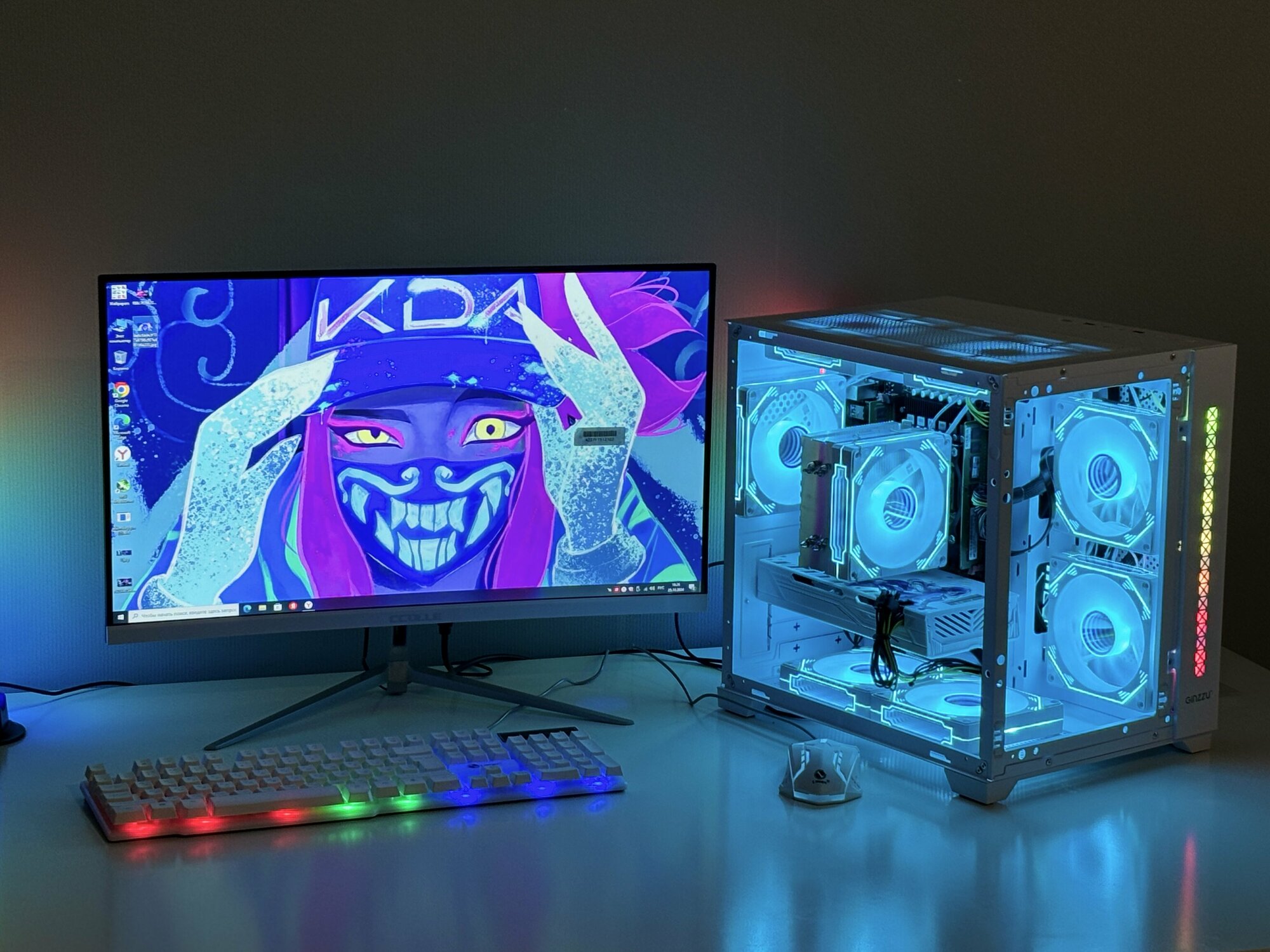 Игровой ПК White + Монитор 24" 100Гц "Intel I7 + RX580 8gb + 16 ГБ RAM + SSD 512Гб + Вин 11 — фото 1