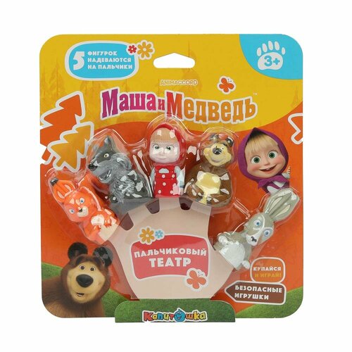 фото Игрушка пластизоль для ванны маша и медведь (пальчиковый театр) играем вместе lx-ft1801-b01 капитошка