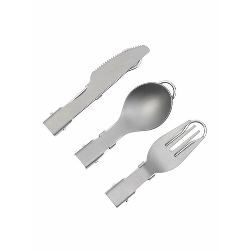 Набор туриста в чехле 3 в 1, складной, титан, цвет серебристый