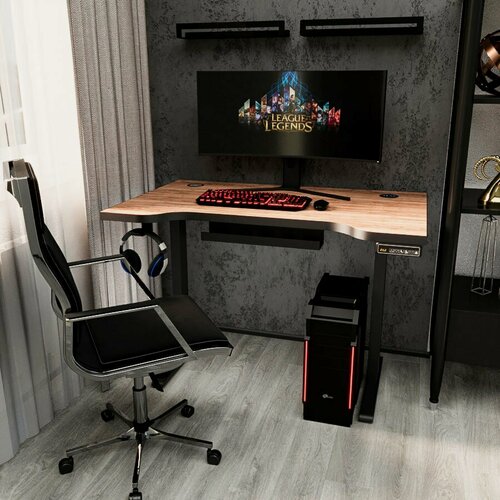 Изображение товара Стол компьютерный подъемный Technodesk-03 с регулировкой высоты и встроенной электроникой, коричневый