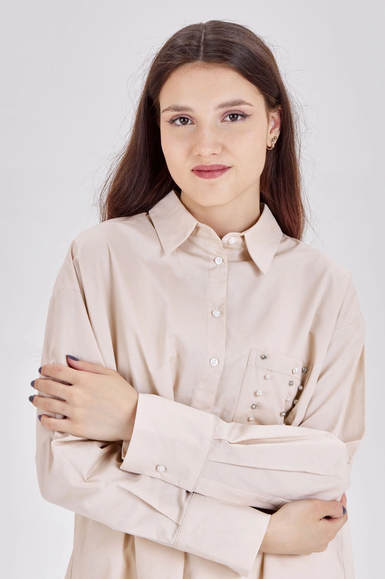 Рубашка Selfie, размер S, бежевый — фото 1