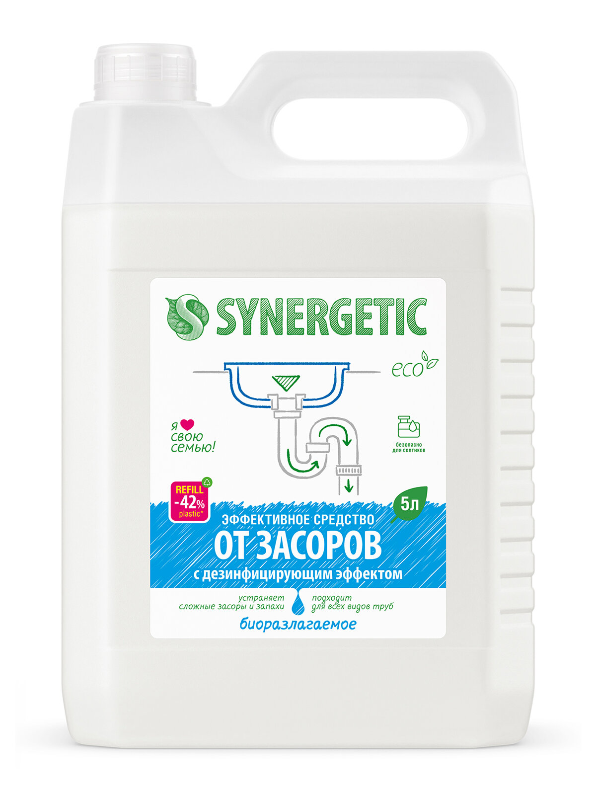 Synergetic жидкость для устранения засоров, 5 л — фото 1