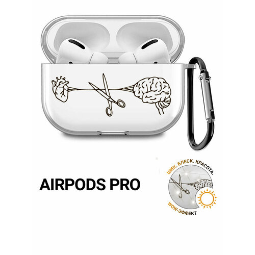 фото Прозрачный чехол для наушников apple airpods pro / аирподс про силиконовый с 3d принтом "cut it" slvgo
