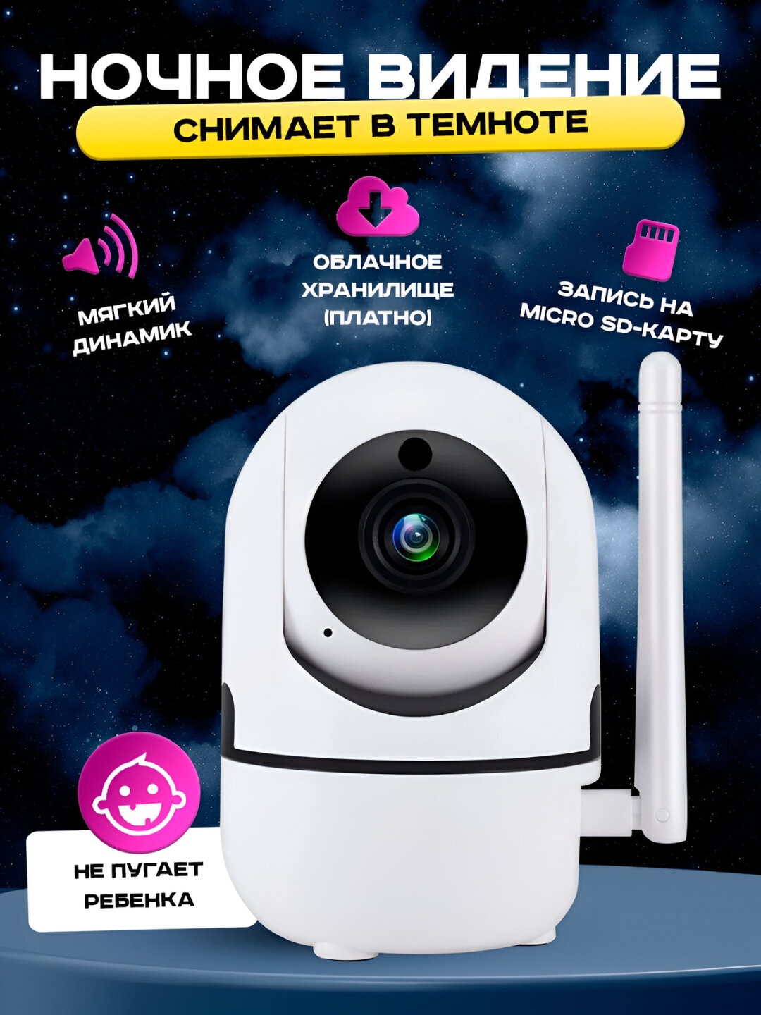 Умная Wi-Fi камера видеонаблюдения 2MP YCC365 PLUS "Видео няня", с датчиком движения — фото 1
