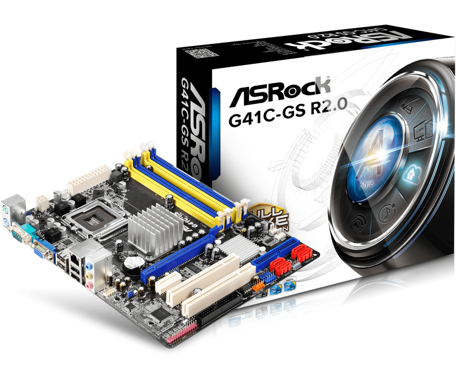 Материнская плата ASRock G41C-GS R2.0 (S-775/iG41/4xDDR2/DDR3/1xPCI-Ex16/1xPCI-Ex1/2xPCI/SB5.1/GLAN/D-SUB/mATX) RET