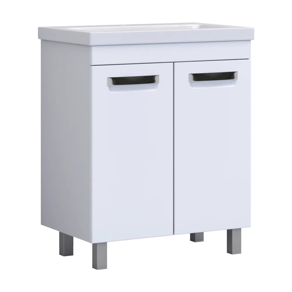 Тумба с раковиной Vigo Plaza 70 напольная 70 см белая прямоугольная в современном стиле из фарфора