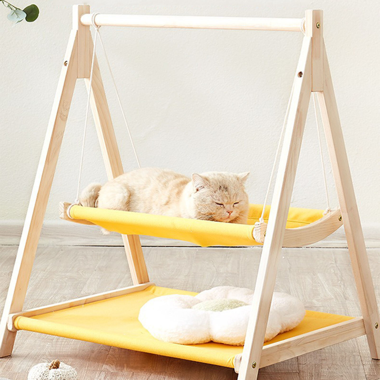 Качели-гамак для кошек деревянный моющийся прочный устойчивый к царапинам для использования в помещении и на открытом воздухе универсальный гамак для кошек для мелких домашних животных