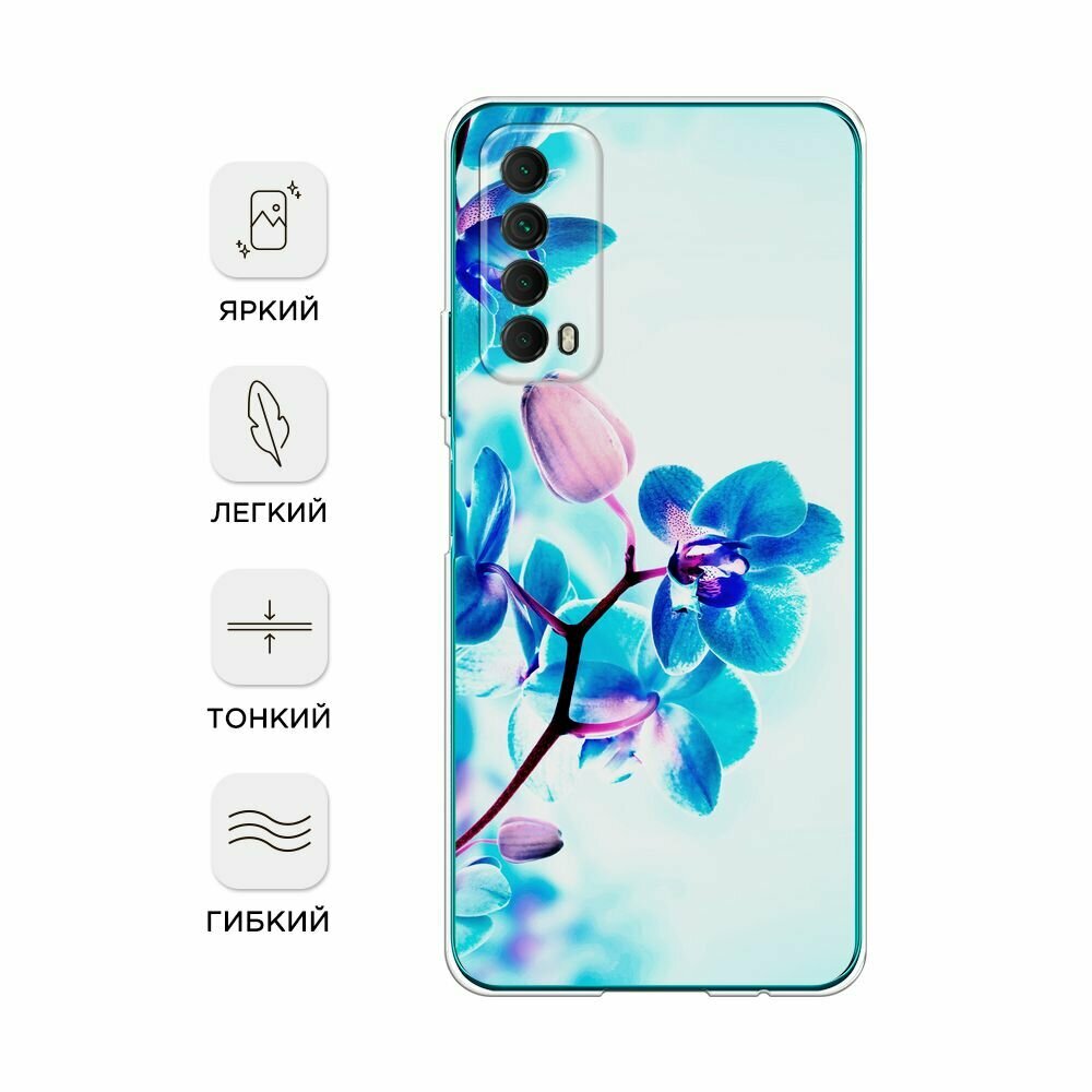 Чехол на Huawei P Smart 2021 / Хуавей П Смарт 2021 с принтом "Голубая орхидея" — фото 1