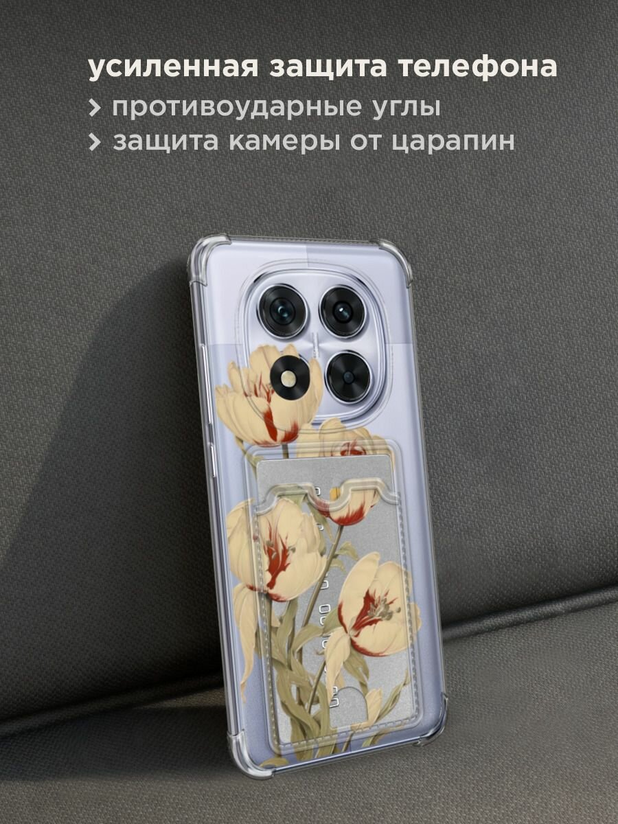 Чехол на Poco X7/Xiaomi Redmi Note 14 Pro 5G (Поко X7) с картой и принтом "Бежевые бутоны" — фото 1