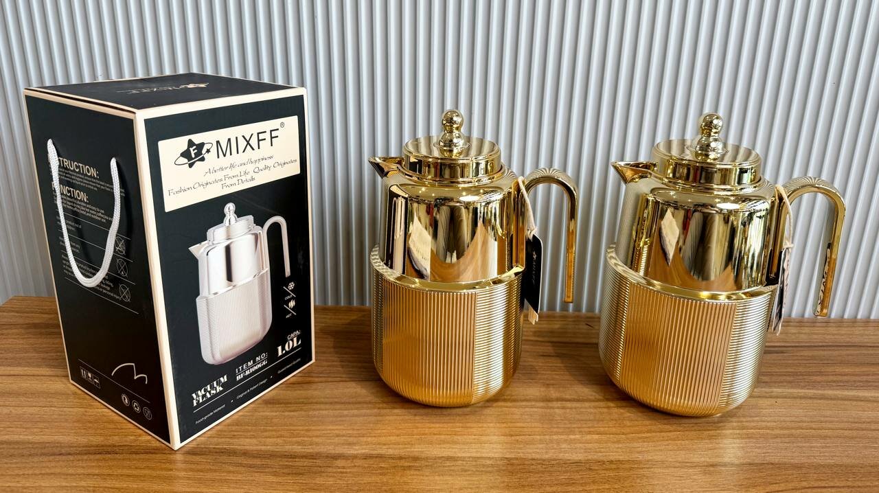 Термос, 1 л, подарочный пакет, сохраняет температуру 24 часа, золотой, акции по цене